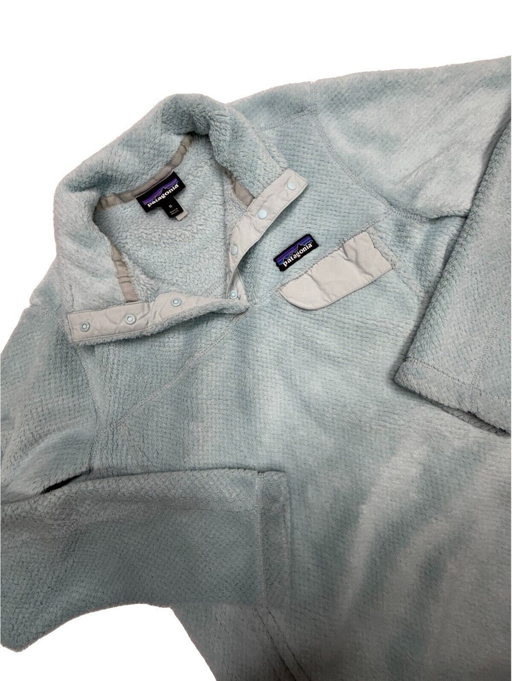 Patagonia Re-Tool Snap-T Fleece Pullover Jacket Womens Medium Light Blue Fleece